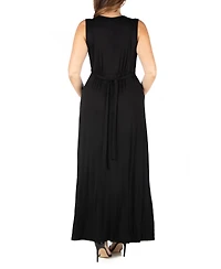 24seven Comfort Apparel Plus Sleeveless Empire Waist Maxi Dress