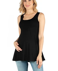 24seven Comfort Apparel Scoop Neck Sleeveless Maternity Tank Top