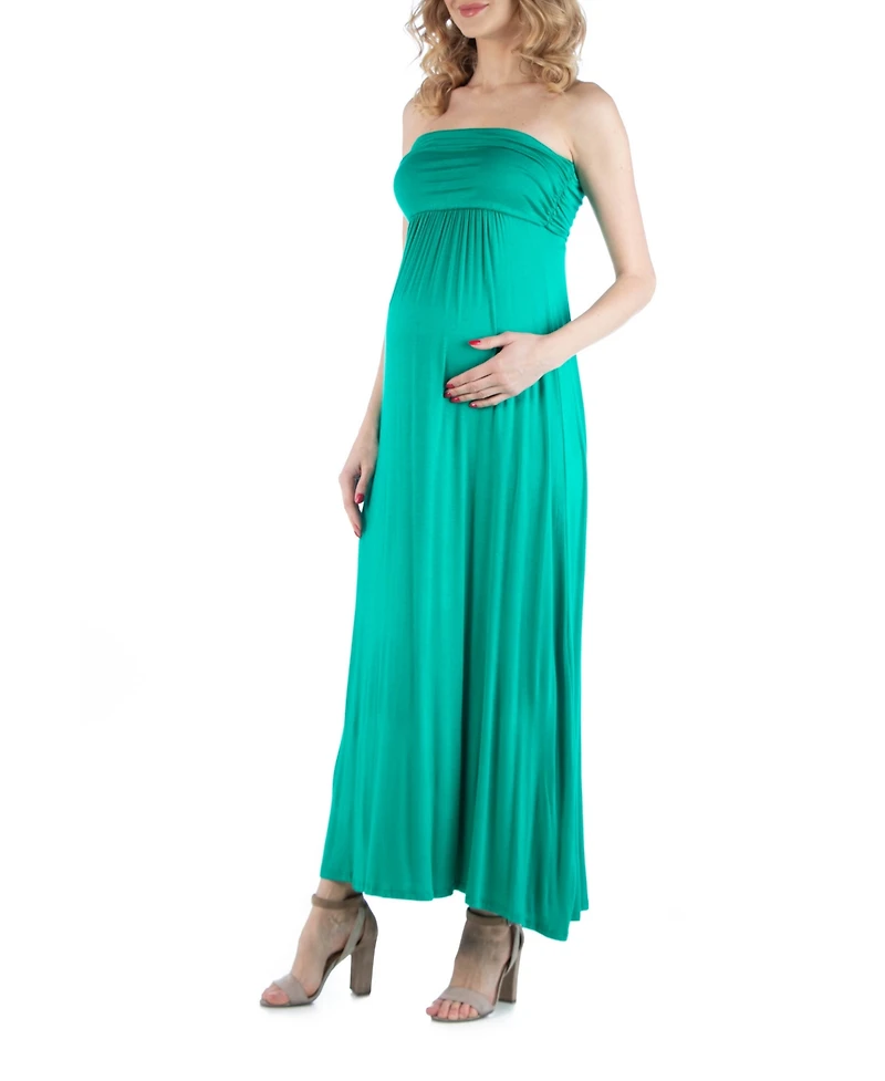 24seven Comfort Apparel Sleeveless Empire Waist Maternity Maxi Dress