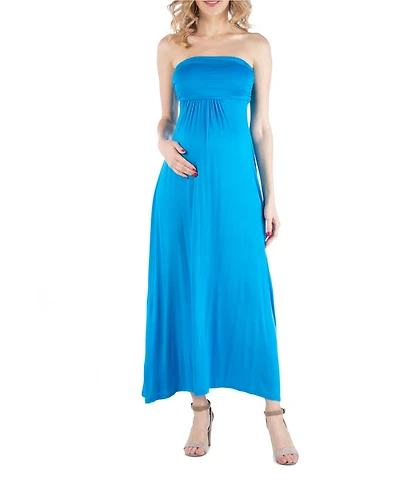 24seven Comfort Apparel Sleeveless Empire Waist Maternity Maxi Dress