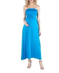 24seven Comfort Apparel Sleeveless Empire Waist Maternity Maxi Dress