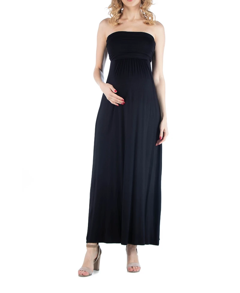 24seven Comfort Apparel Sleeveless Empire Waist Maternity Maxi Dress