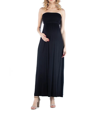 24seven Comfort Apparel Sleeveless Empire Waist Maternity Maxi Dress