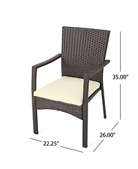 Noble House Wilkerson Outdoor Dining Chair with Cushion, Set of 2