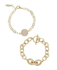 Ettika Mixed Crystal Disc Link Chain Women's Bracelet Set