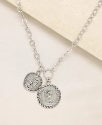 Ettika The Adventurer Double Rhodium Coin Women's Necklace