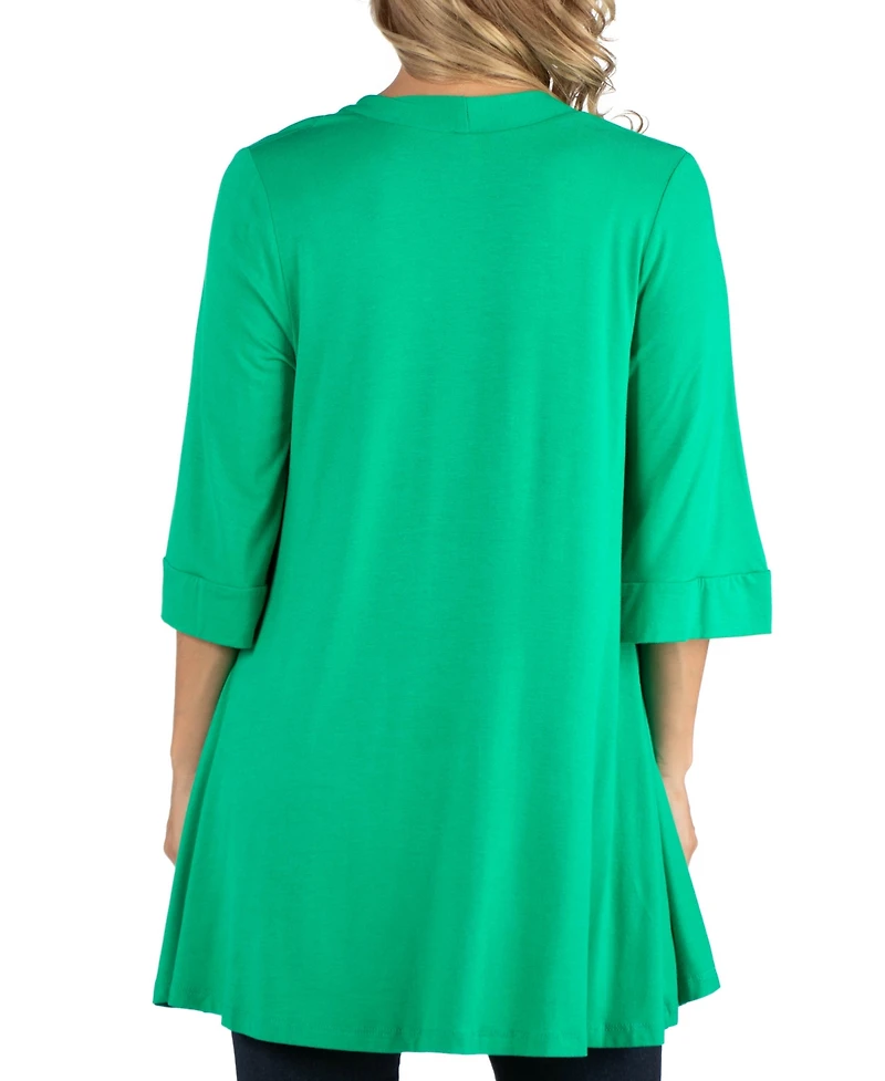24seven Comfort Apparel Open Front Elbow Length Sleeve Maternity Cardigan