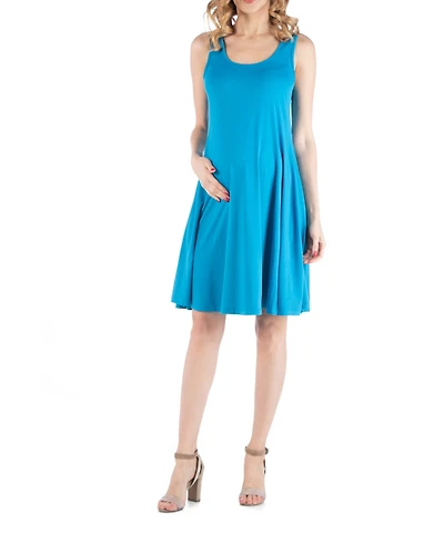 24seven Comfort Apparel A Line Slim Fit and Flare Maternity Dress