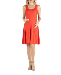 24seven Comfort Apparel A Line Slim Fit and Flare Maternity Dress