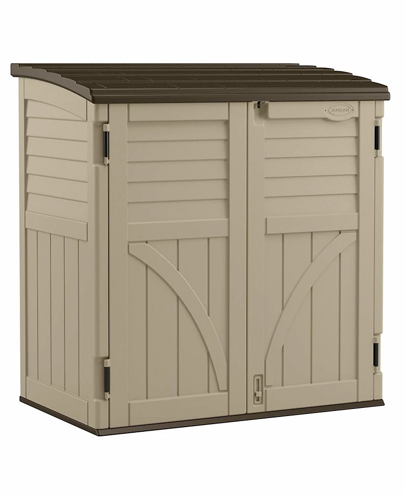 Suncast 34 Cubic Feet Horizontal Compact Storage Shed for Outdoor Spaces, Sand