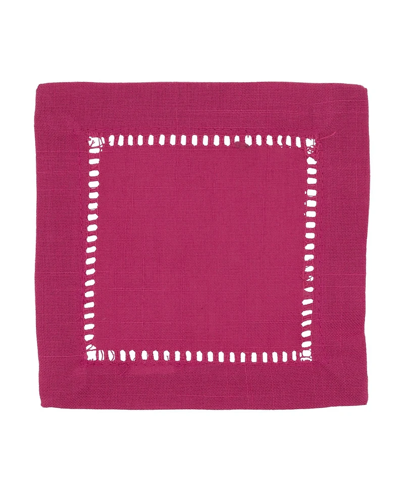 Saro Lifestyle Hemstitched Border Cocktail Napkin Set of 12