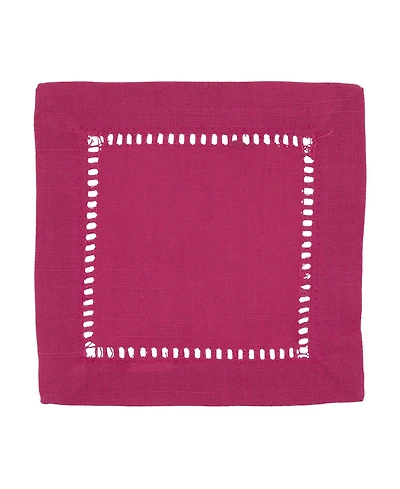 Saro Lifestyle Hemstitched Border Cocktail Napkin Set of 12