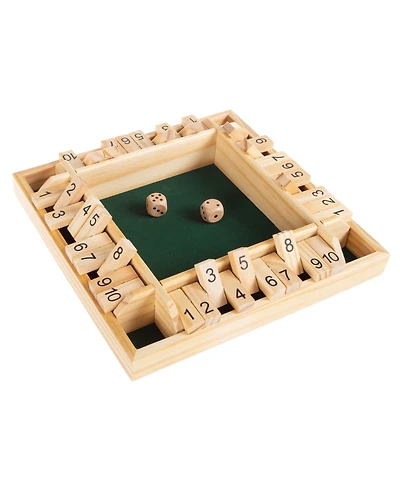 Hey Play Shut The Box Game - Classic 10 Number Wooden Set With Dice Included-Old Fashioned, 4 Player Thinking Strategy Game For Adults And Children