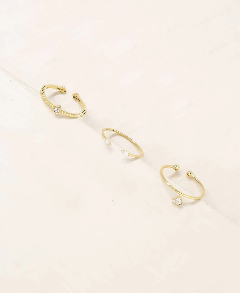Ettika Crystal Poppy Adjustable Ring Set
