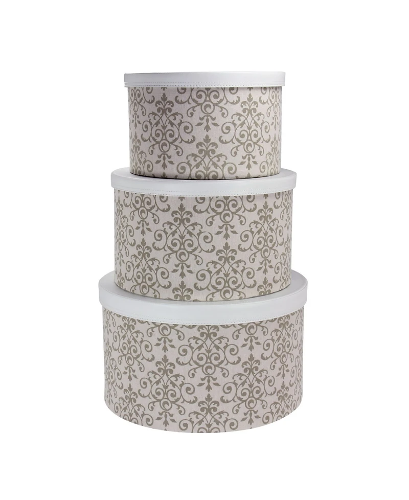 Round Hat Boxes with Lids, Set of 3