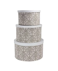 Round Hat Boxes with Lids, Set of 3