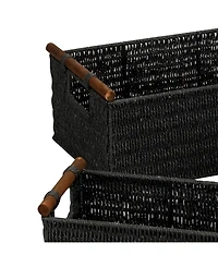 Baskets with Wood Handles, Set of 6
