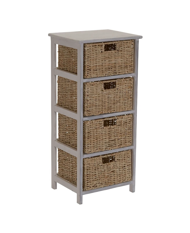 Household Essential Whitewash 4-Basket Storage Tower