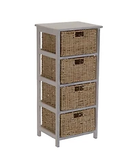 Household Essential Whitewash 4-Basket Storage Tower
