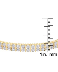 Diamond Accent Bar Bangle in 18k Gold over Sterling Silver-Plated Brass
