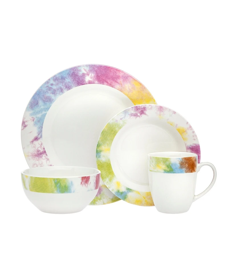 Godinger Tie Dye 16 Pc. Dinnerware Set, Service for 4