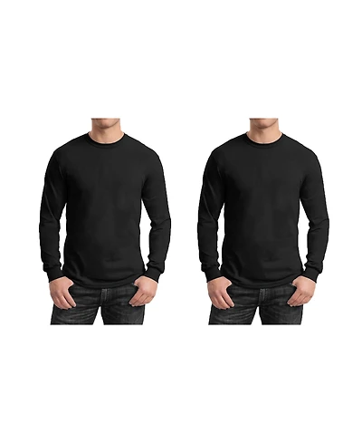 Galaxy By Harvic Men's -Pack Egyptian Cotton-Blend Long Sleeve Crew Neck Tee
