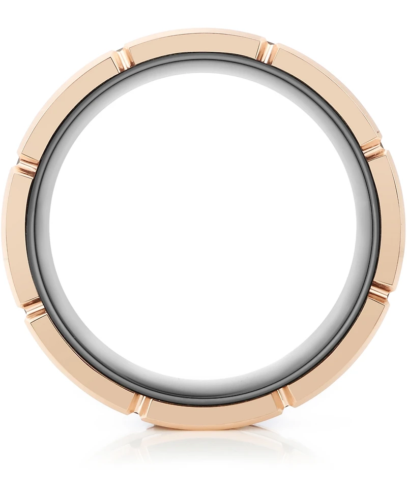Men's Two-Tone Notched Band Rose & Black Ion-Plated Tantalum