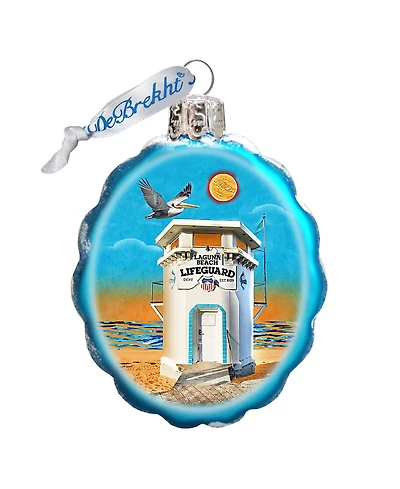 G.DeBrekht Laguna Beach Tower Hand Painted Glass Ornament