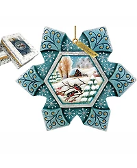 G.DeBrekht Hand Painted Scenic Ornament Robin Snowfall