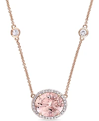 Multi-Gemstone (4-4/5 ct. t.w.) & Diamond (1/6 ct. t.w.) Halo 17" Pendant Necklace in 14k Rose Gold