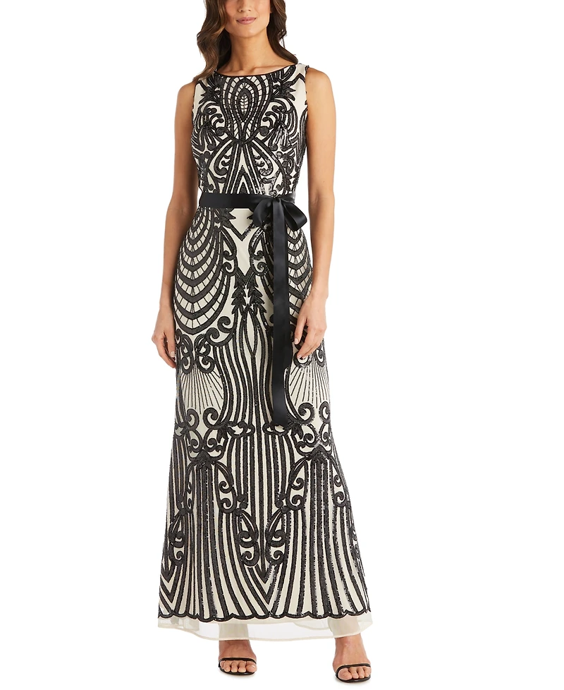 R & M Richards Sequin-Embellished Gown
