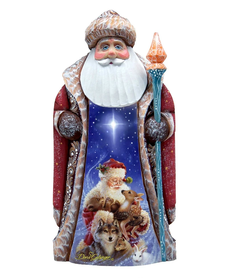G.DeBrekht Woodcarved Hand Painted Santa Little Friends Figurine