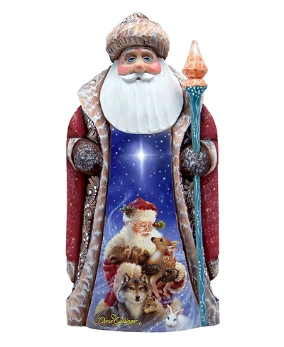 G.DeBrekht Woodcarved Hand Painted Santa Little Friends Figurine