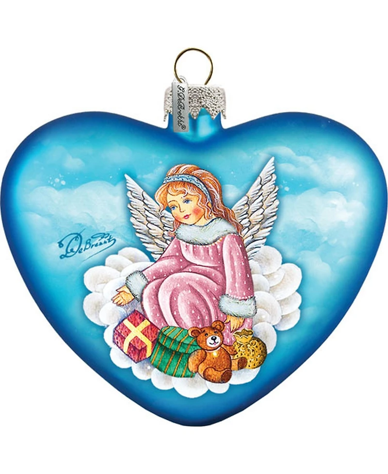 G.DeBrekht Guardian Angel Hart Glass Ornament