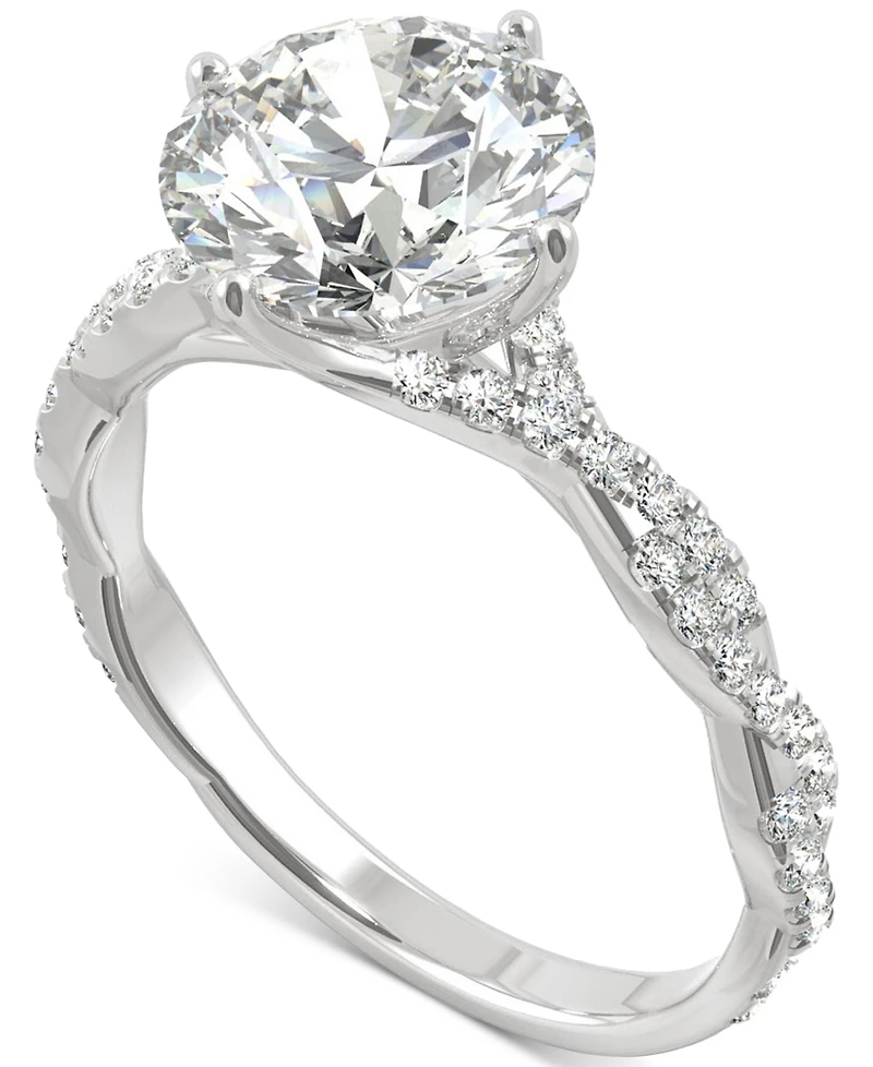 Charles & Colvard Moissanite Twist Engagement Ring (2-1/3 ct. t.w. Dew) 14k White Gold