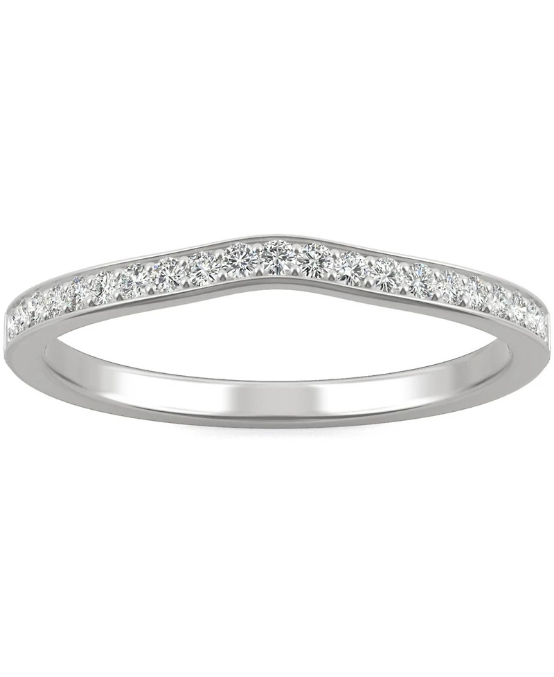 Charles & Colvard Moissanite V-Shape Wedding Band (1/5 ct. t.w. Dew) 14k White Gold