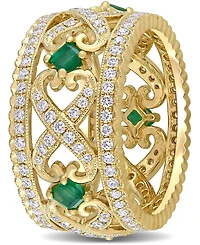 Emerald (3/8 ct. t.w.) & Diamond (7/8 ct. t.w.) Filigree Openwork Ring in 14k Gold
