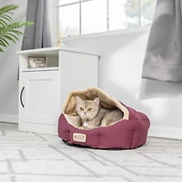 Armarkat Model C08HJH/Mh Pet Bed, Burgundy/Ivory, Waterproof Base, Machine Washable, 100% Poly Fill, Small Dogs and Cats, 18"L x 14"W x 11"H