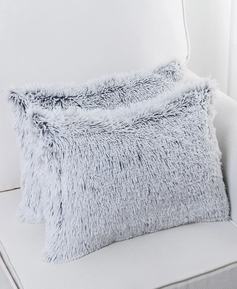 Cheer Collection Shaggy 2-Pack Decorative Pillows, 12" x 20"