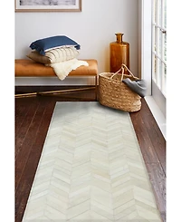 Bashian Cowhide Fie-01 White 2'6" x 8' Runner Rug