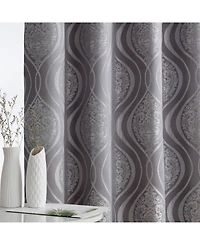 Hlc.me Montero Damask 100% Complete Blackout Shading Thermal Insulated Energy Efficient Heat/Cold Blocking Grommet Heavy Curtain Drapery Panels for Li