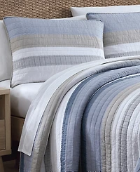 Nautica Galewood Beige Cotton Reversible 3-Piece Quilt Set