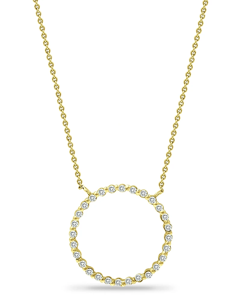 Giani Bernini Cubic Zirconia Open Circle Pendant Necklace in 18k Gold-Plated Sterling Silver, 16" + 2" extender, Created for Macy's