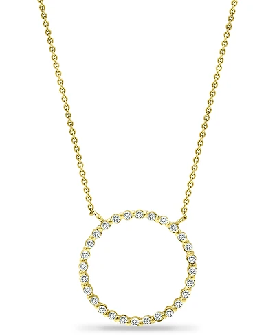 Giani Bernini Cubic Zirconia Open Circle Pendant Necklace in 18k Gold-Plated Sterling Silver, 16" + 2" extender, Created for Macy's