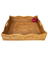 Artifacts Trading Company Rattan Scallop Collection Square Tray