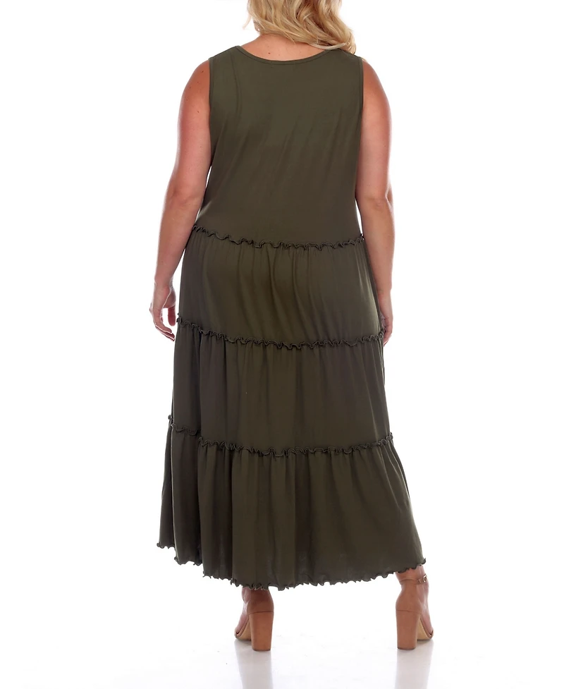 White Mark Plus Scoop Neck Tiered Midi Dress