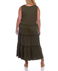 White Mark Plus Scoop Neck Tiered Midi Dress