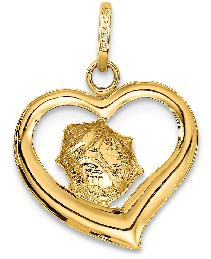 Ladybug Heart Charm Pendant in 14k Gold