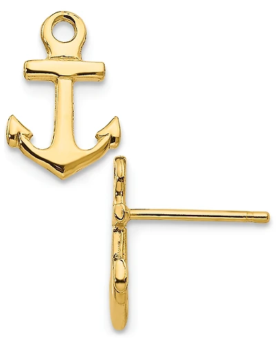 Anchor Stud Earrings in 14k Yellow Gold