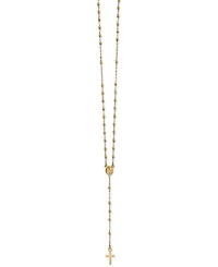 Cross Rosary Lariat Necklace in 14k Gold, 17" + 3" extender
